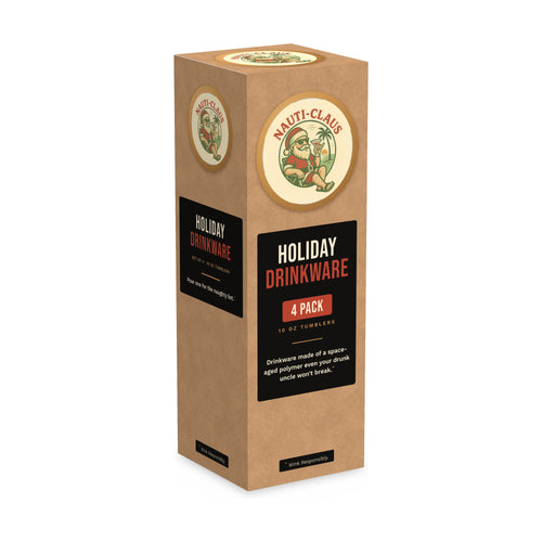 Nauti Claus Holiday Drinkware 4-pack gift box for 10 oz tumblers