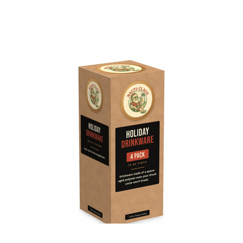 Nauti Claus Holiday Drinkware 4-pack gift box for 16 oz pints
