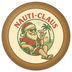 Nauti-Claus logo: Santa in sunglasses on a beach chair with a cocktail, palm tree behind him