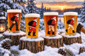 Holi-Bottom set of four pint glasses with cheeky rear views of Santa carrying his sack